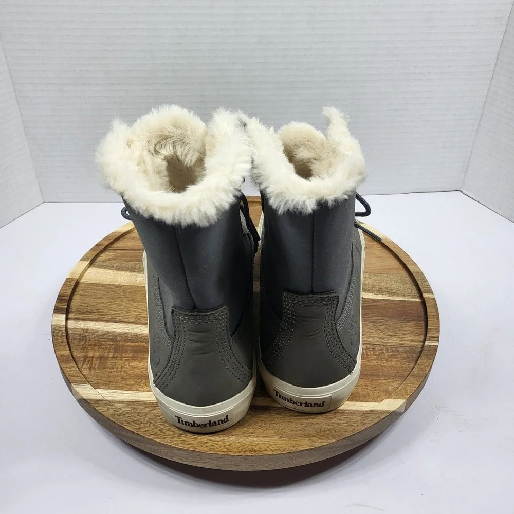 Timberland Women's Skyla Bay A2J7X Grey Faux Fur Fold‎ Down Sneaker Boots Size 6